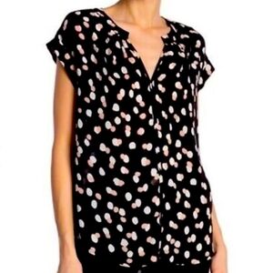 Philosophy Cap Sleeve Pink Polka Dot Blouse Size S